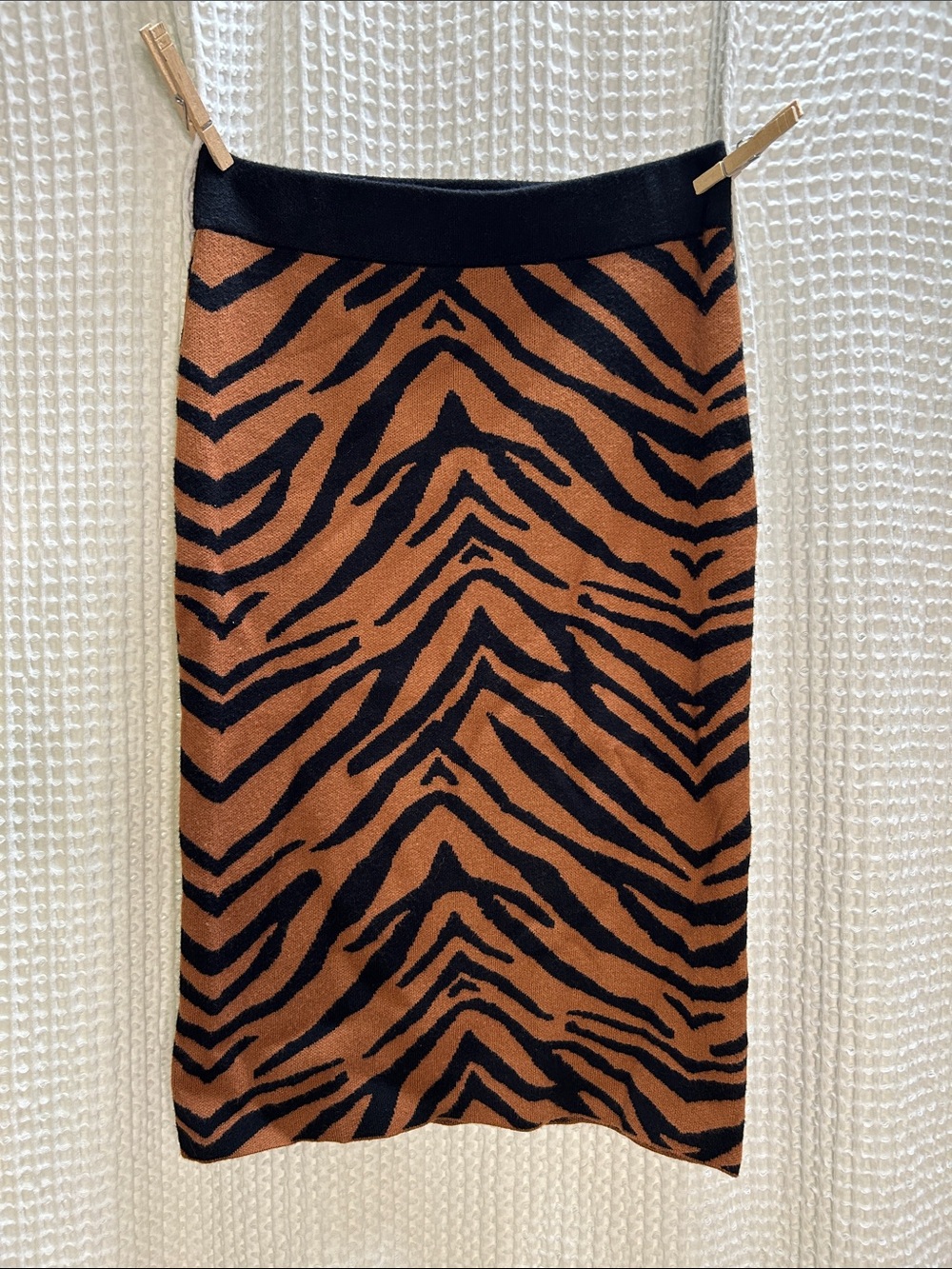 Carmen Marc Valvo Knitted Animal Print Skirt Sz Small